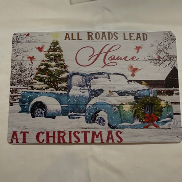 Christmas Decoration Cardinal Blue Truck “All Roads Lead House at Christ… - Picture 2 of 5